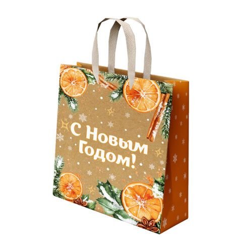 Пакет бумажный НГ 18*23см крафт "Зимнее волшебство" ЗОЛОТАЯ СКАЗКА, ассорти