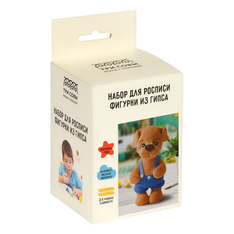 Роспись фигурки из гипса "Песик" с красками и кистью 8,5 см ТРИ СОВЫ 5+