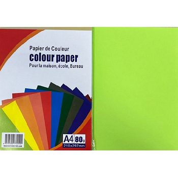 Бумага Color Paper 160 А4, 100 лист/уп, зеленый неон, Neon Green