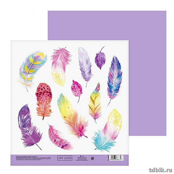 Бумага двусторон. 20*21,5см "Пёрышки"  180гр/м  ART UZOR