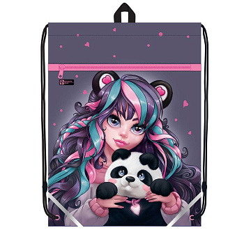 Сумка для обуви для девочки 48*36 см Феникс+ "Девушка с пандой"