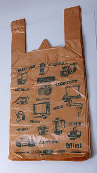 Маечка 30*55см (17 мкм) ПНД "Электроника" 50 шт/уп. оранжевый, (макс. нагрузка 20кг)