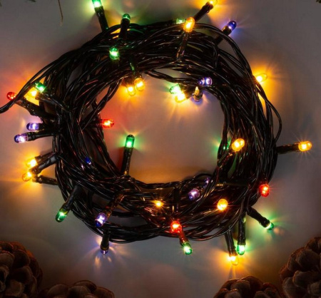 Гирлянда комнатная Нить  5м, 50 цв. ламп, 8 реж., тёмный провод (от -10 до +35 °С)