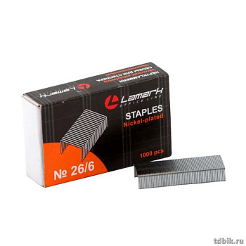 Скобы 26/6 Lamark 1000 шт/уп, оцинкованные, до 30 листов