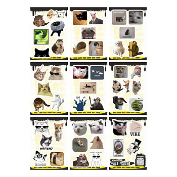 Набор наклеек  9 листов "Мемы с котами" (48 шт) Nalepking