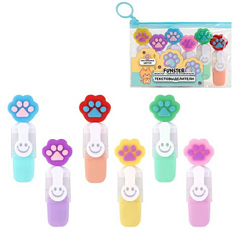 Набор текст-маркеров  6 шт FUNSTER "Лапки" с топперами 1-4 мм (ассорти)
