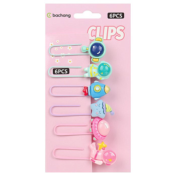 Скрепки декоративные "Космос" 6 шт/уп ассорти