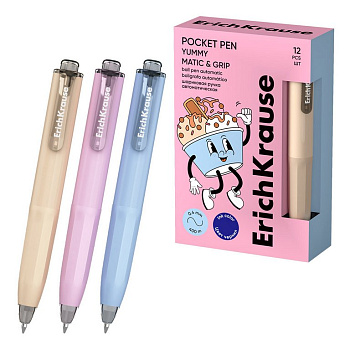 Ручка шариковая авт. МИНИ ErichKrause Poсket Pen резин. упор 0,5мм синяя