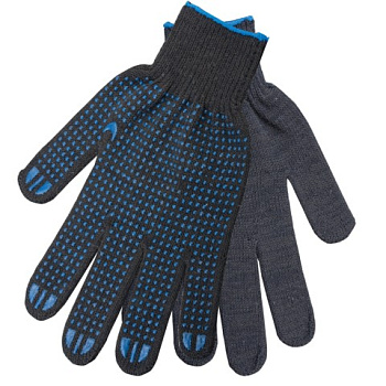 Перчатки х/б с ПВХ напылением, черные /серые (10 класс)