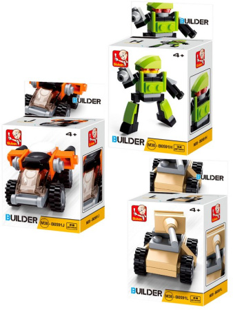 Конструктор пластиковый   АССОРТИ "Транспорт" (12 дет.) Sluban