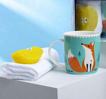 Набор подарочный "Дом там, где мама" кружка 350 мл, полотенце 30х30 см (без мыла)