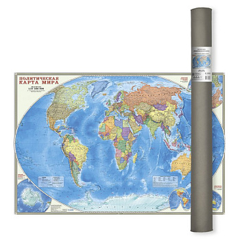 Карта мира политическая 101*69 см. М 1:27,5млн. (в тубусе) ламинированная  ПРОкарта