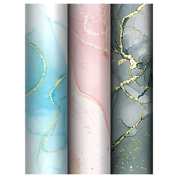 Бумага упаковочная 70*100см  в рулоне (ассорти) "Marble" MESHU