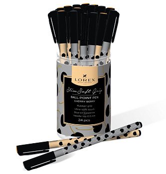 Ручка шариковая с рис. масляная LOREX "CHERRY BERRY Slim Soft Grip" синяя (ст.140мм, лин.0,5)