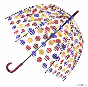 Зонт женский трость Fulton BrushSpot "Горох" диаметр купола 84см