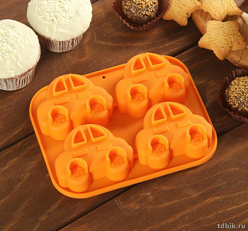 Форма для выпечки "Машина" 4 ячейки 15*12*3 см, силикон