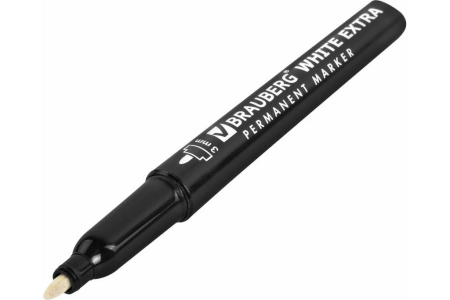 Маркер перманентный  3 мм BRAUBERG "White extra" круглый, белый