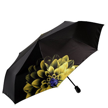 Зонт женский автомат Fabretti, 3 сложения, сатин, черный