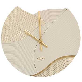 Часы настенные Макей "Deco" нат. кожа 30*29 см, цвет молочный
