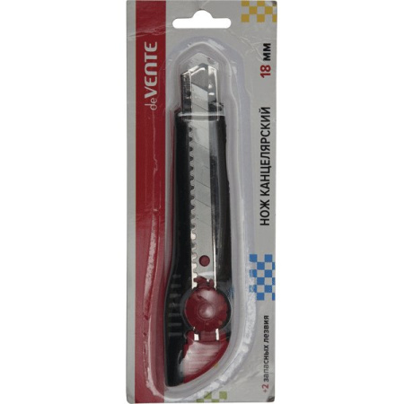 Нож канцеляр. шир. 1,8 см, метал. направ. 2 запас. лезвия, с фиксатором лезвия deVENTE