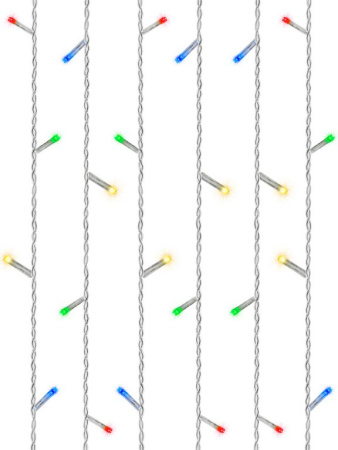 Гирлянда уличная 12м, 240 цветных ламп, прозрачный провод, 1 реж. (соединяется в цепь)