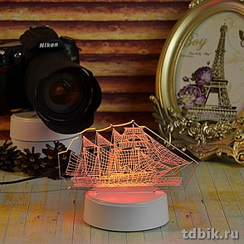 Светильник наст. LED "Корабль", 18см, пластик