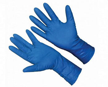 Перчатки латексные без х/б напыления, прочные, синие, размер M, 27 гр.
