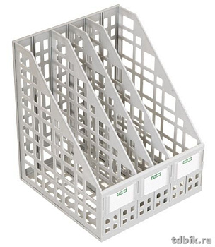 Лоток вертикальный 4-х секцион. разборный, серый Стамм