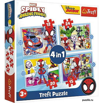 Пазлы    4в1 (12х15х20х24дет.) "Команда Спидея" Trefl
