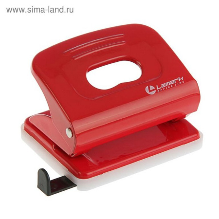 Дырокол до 20л метал. Lаmark "Mettallic", с линейкой красный