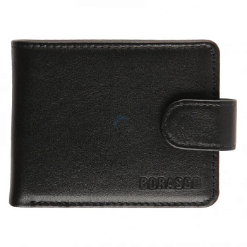 Портмоне Borasco мужское, нат.кожа, 8*10 см, цвет черный