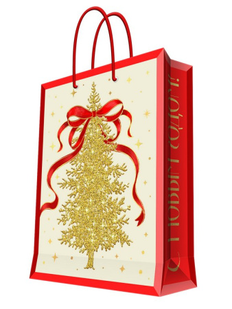 Пакет бумажный НГ 18*23см ламиниров. (елка золотая)