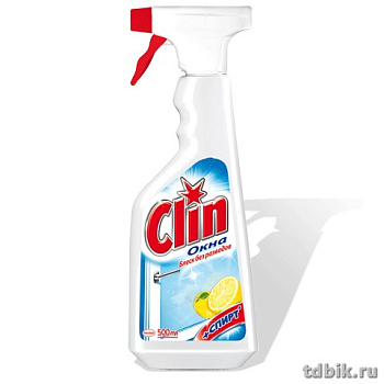 Средство для мытья стекол Клин "Лимон", курок, 500 мл., изопропиловый спирт
