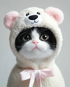 Алмазная мозаика 20*25см "Котенок в худи" Феникс+