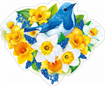 Наклейка оформительская на скотче весенняя "Птицы на цветущей ветке"