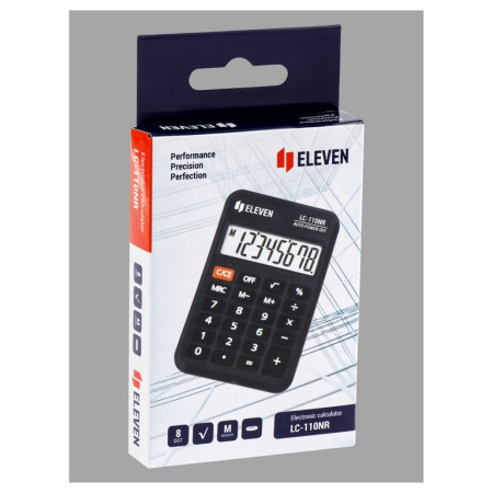 Калькулятор карм. Eleven LC-110NR (8 разр., 88*58*11мм), черный