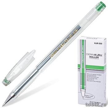 Ручка гелевая Crown  0,5мм зеленая (стерж.138мм, линия 0,35мм)