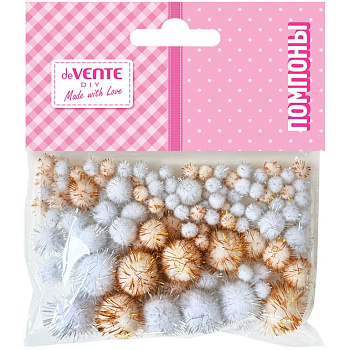 Помпоны в наборе 10мм/20мм/30мм 2 цвета (100шт/уп.) блестящие deVENTE
