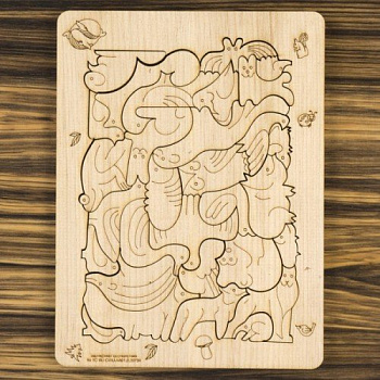 Пазлы деревянные (кедр) "Заповедный бор" А5  БАРБАРИКУМ