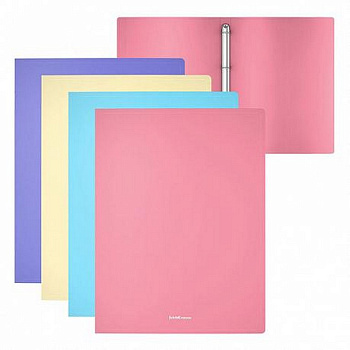 Папка на 4-х кольцах А4 24 мм пластик ErichKrause Matt Pastel, ассорти