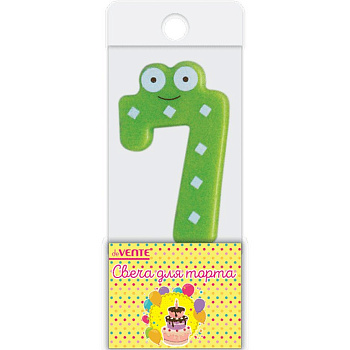 Свеча для торта "Цифра  7" Смешная, с рисунком, 6,1x3,9x0,85 см