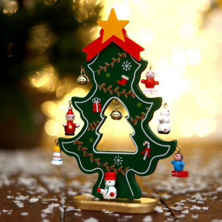 Сувенир новогодний "Ёлка" 13х18 см ассорти, дерево/металл