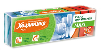 Губка для посуды поролоновая 93*65*30 мм, Хозяюшка MAXI 10 шт/уп Губка для посуды поролоновая 93*65*30 мм, Хозяюшка MAXI 10 шт/уп