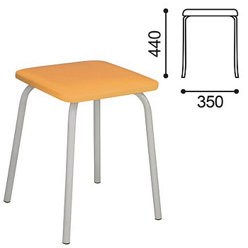 Табурет, серебристый каркас, песочный кож. зам.