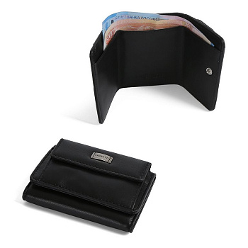 Портмоне FABRETTI женское, нат. кожа,  9,5х7х3 см, черный