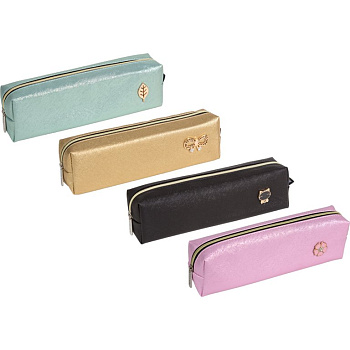 Пенал  для девочки deVENTE "Chic Pin" 21x6x4,5 см искусственная кожа с брошкой (ассорти)