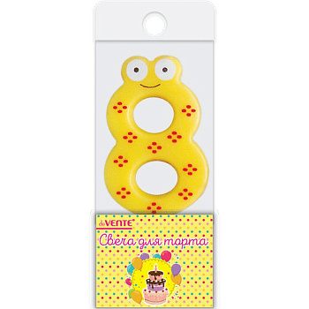 Свеча для торта "Цифра  8" Смешная, с рисунком, 6,1x3,9x0,85 см,