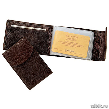 Визитница Dr.Koffer 7,5*12см на 36 визиток, цвет коричневый