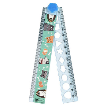 Линейка 15-30 см. пласт. Феникс+ "Пес и кот" складная