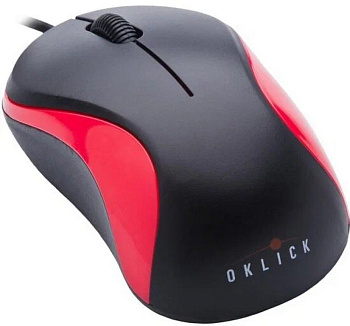 Мышь оптическая проводная OKLICK 115S 1200dpi USB цв. черный/красный